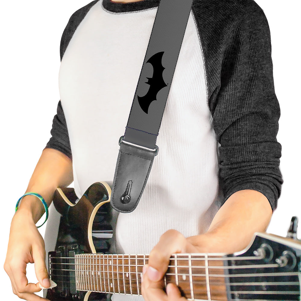 Guitar Strap - Retro Bat Logo Gray Black Guitar Straps DC Comics   