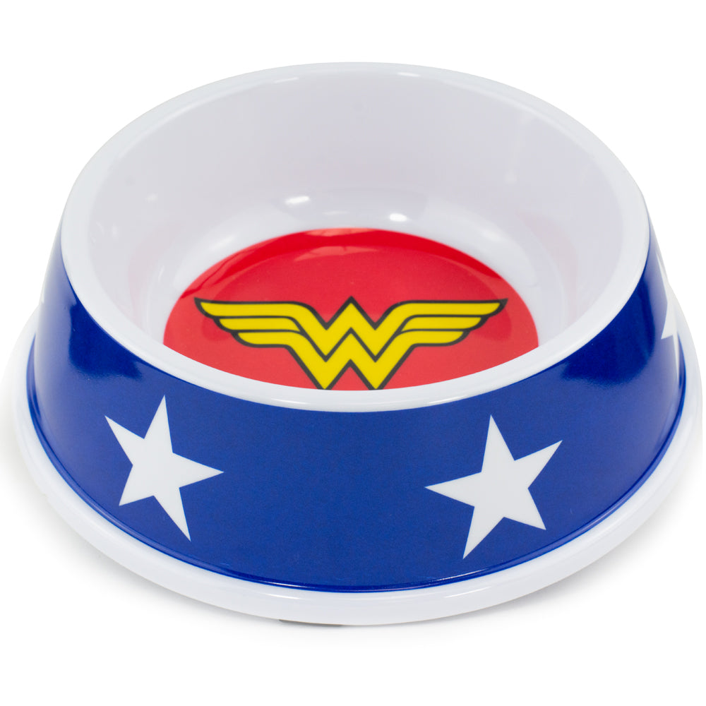 PBWL1-MLM-7.5-WWBW Single Melamine Pet Bowl - 7 5 (16oz) - Wonder Woman Icon + Stars Pet Bowls DC Comics   