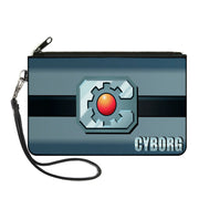 Canvas Zipper Wallet - LARGE - CYBORG Icon Stripe Grays Black Red Canvas Zipper Wallets DC Comics   