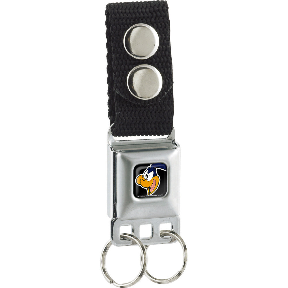 Keychain - Road Runner Face CLOSE-UP Full Color Black Keychains Looney Tunes   