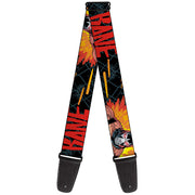 Guitar Strap - BANE Pose Explosion Bat Signal Chanlink Black Gray Reds Guitar Straps DC Comics   