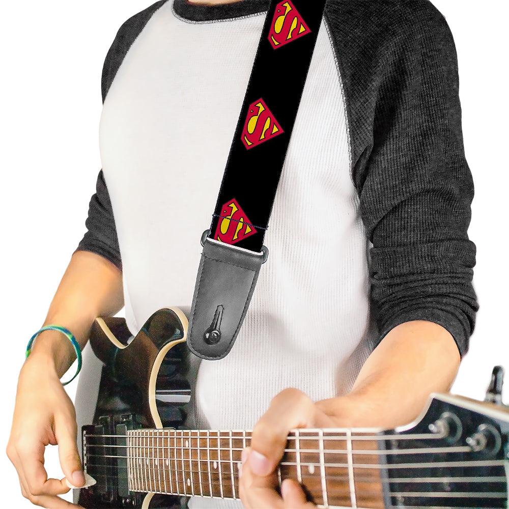 Guitar Strap - Superman Shield Black Guitar Straps DC Comics   