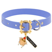 Vegan Leather Dog Collar - Friends Purple with Monica's Door Frame Buckle & Metal Charms Dog Collars Vegan Leather Friends