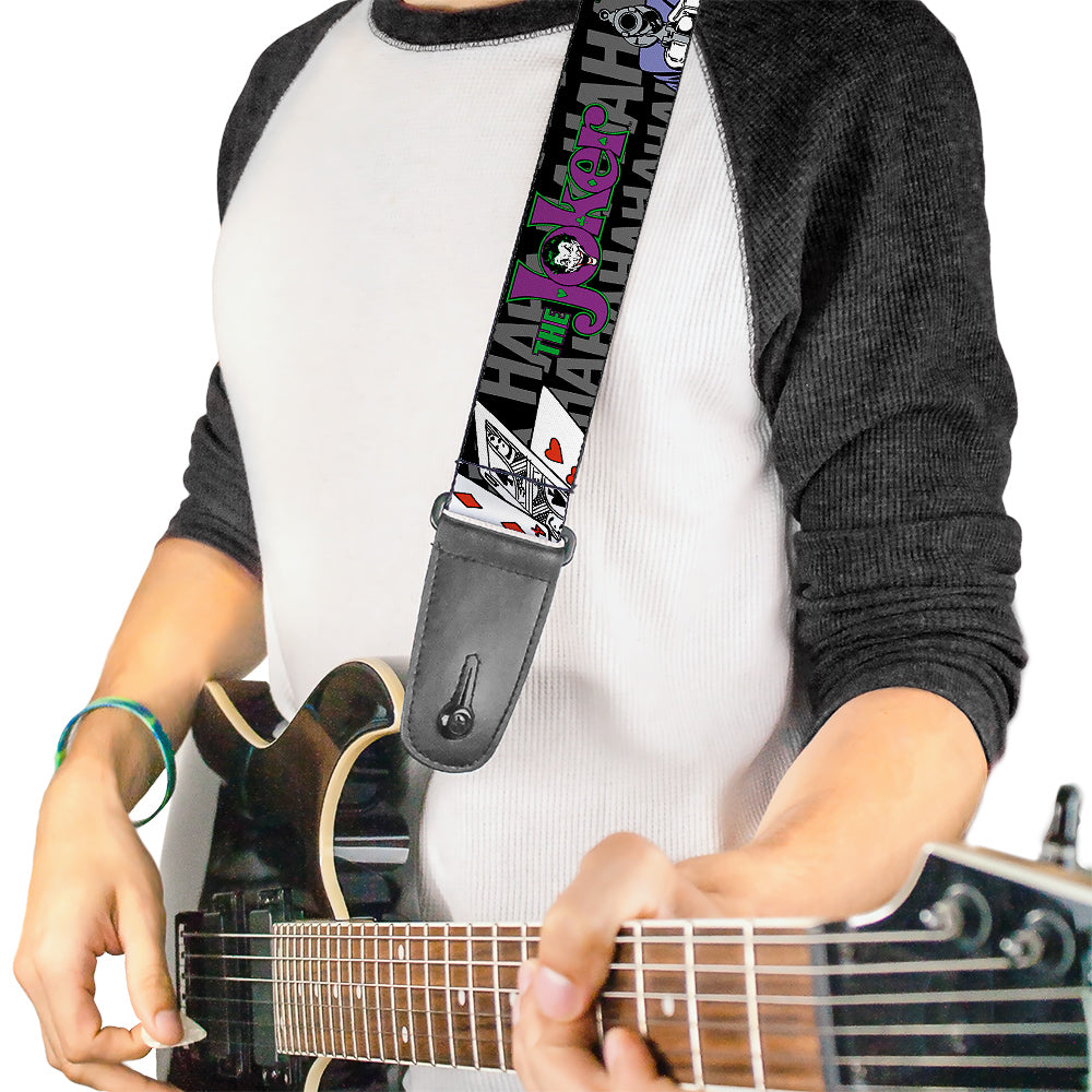 Guitar Strap - The Joker Pose Cards HAHAHAHA Black Gray Guitar Straps DC Comics   