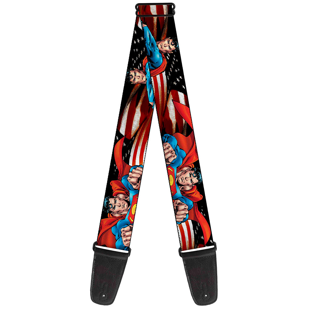 Guitar Strap - Superman Poses American Flag Guitar Straps DC Comics   
