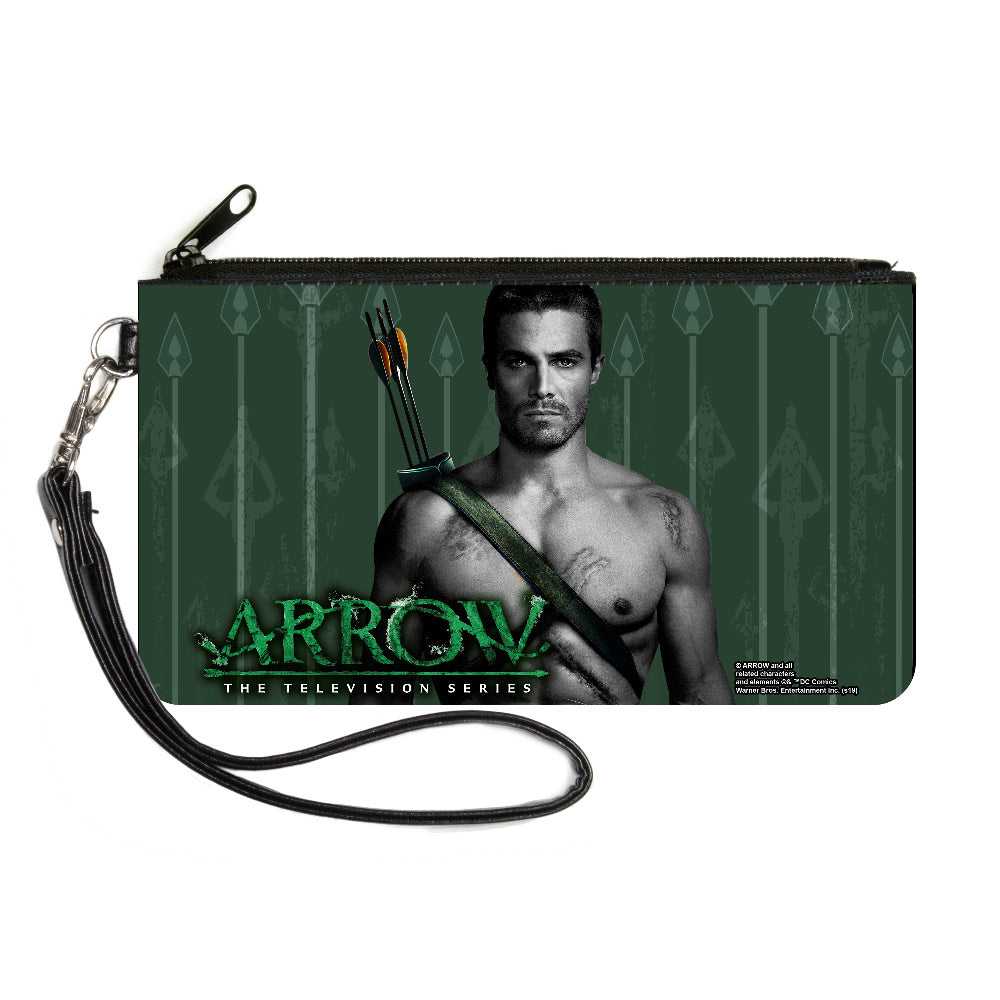 Canvas Zipper Wallet - SMALL - ARROW Standing Pose2 Arrow Tips Greens Grays Canvas Zipper Wallets DC Comics   