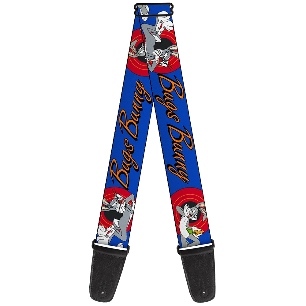 Guitar Strap - BUGS BUNNY w Bugs Poses Blue Guitar Straps Looney Tunes   