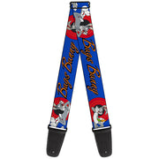 Guitar Strap - BUGS BUNNY w Bugs Poses Blue Guitar Straps Looney Tunes   