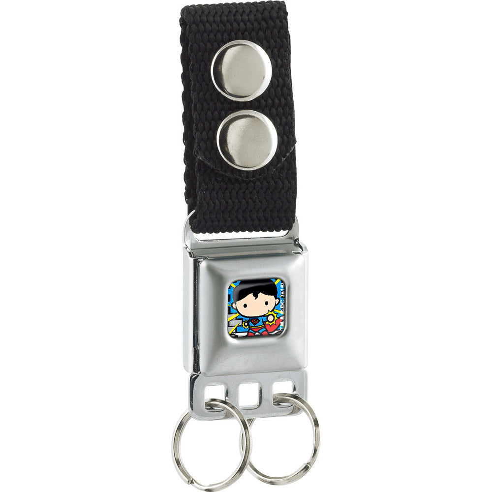 Keychain - Chibi Superman Action Pose Bricks Rays Full Color Gray Blue Yellow Keychains DC Comics   