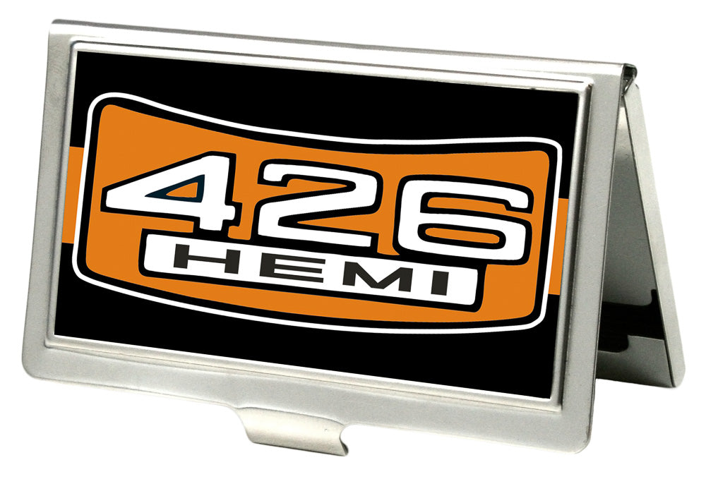 Business Card Holder - SMALL - 426 HEMI Badge Stripe FCG Black Orange White Business Card Holders Hemi   