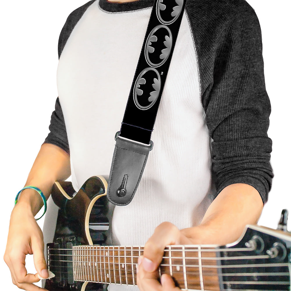 Guitar Strap - Batman Shield Black Silver Guitar Straps DC Comics   
