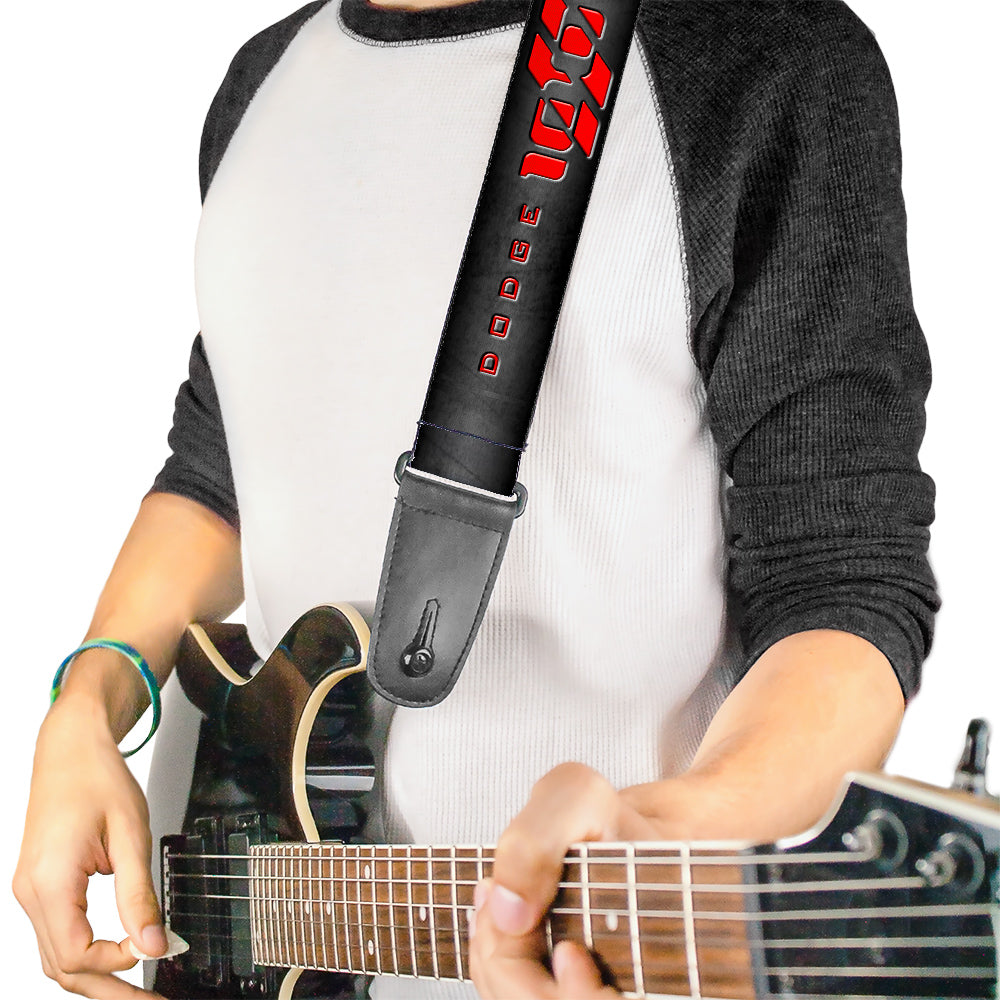 Guitar Strap - Dodge 100th Anniversary Logo Black-Gray Fade Red Guitar Straps Dodge   