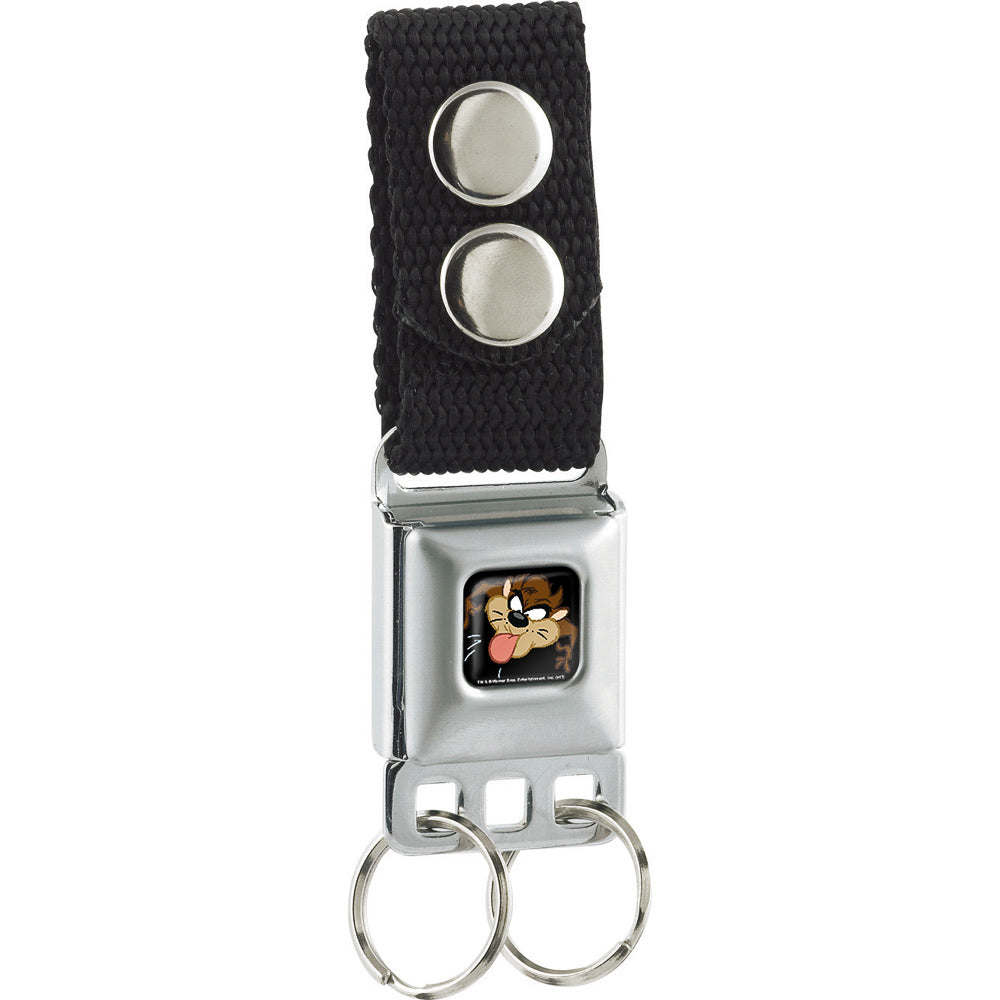 Keychain - Taz Face Full Color Black Keychains Looney Tunes   