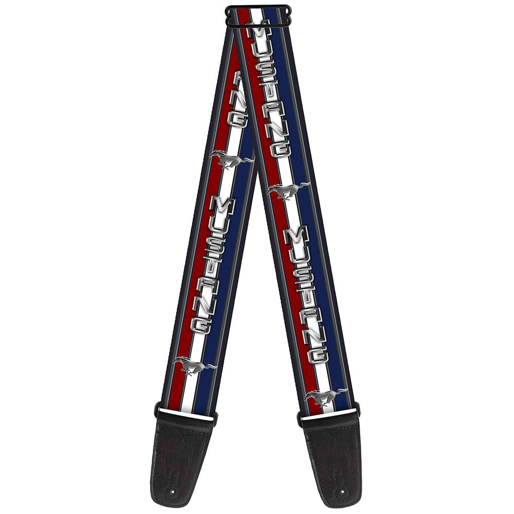 Guitar Strap - Mustang Text w Tri-Bar Stripe Guitar Straps Ford   