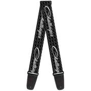 Guitar Strap - CHALLENGER Repeat w Text Black White Guitar Straps Dodge   
