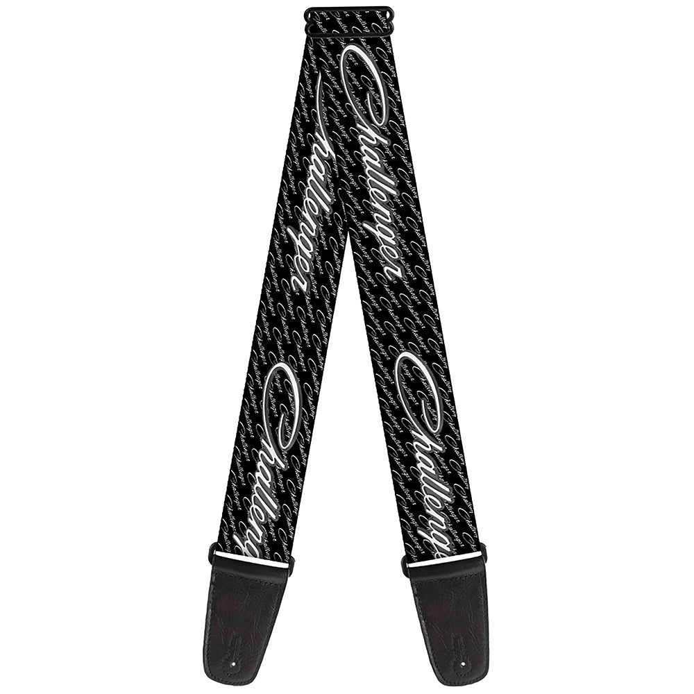 Guitar Strap - CHALLENGER Repeat w Text Black White Guitar Straps Dodge   