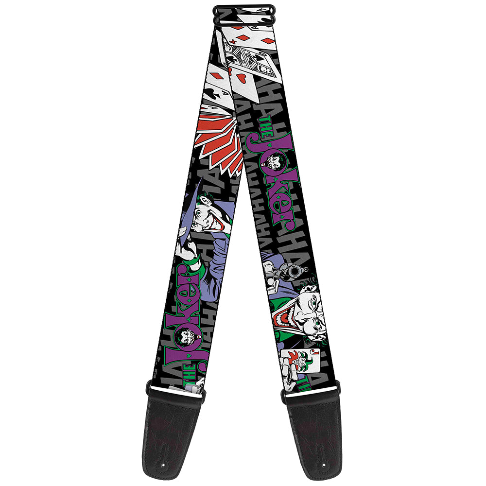 Guitar Strap - The Joker Pose Cards HAHAHAHA Black Gray Guitar Straps DC Comics   