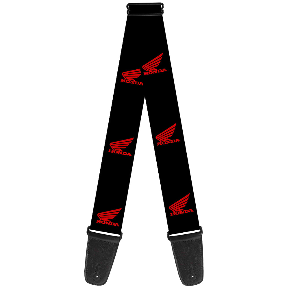 Guitar Strap - HONDA Motorcycle Logo Black Red Guitar Straps Honda Motorsports   