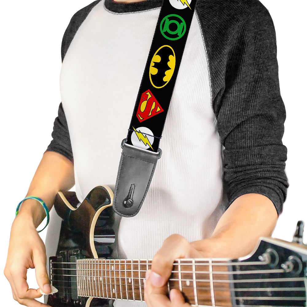 Guitar Strap - Justice League Superhero Logos Guitar Straps DC Comics   