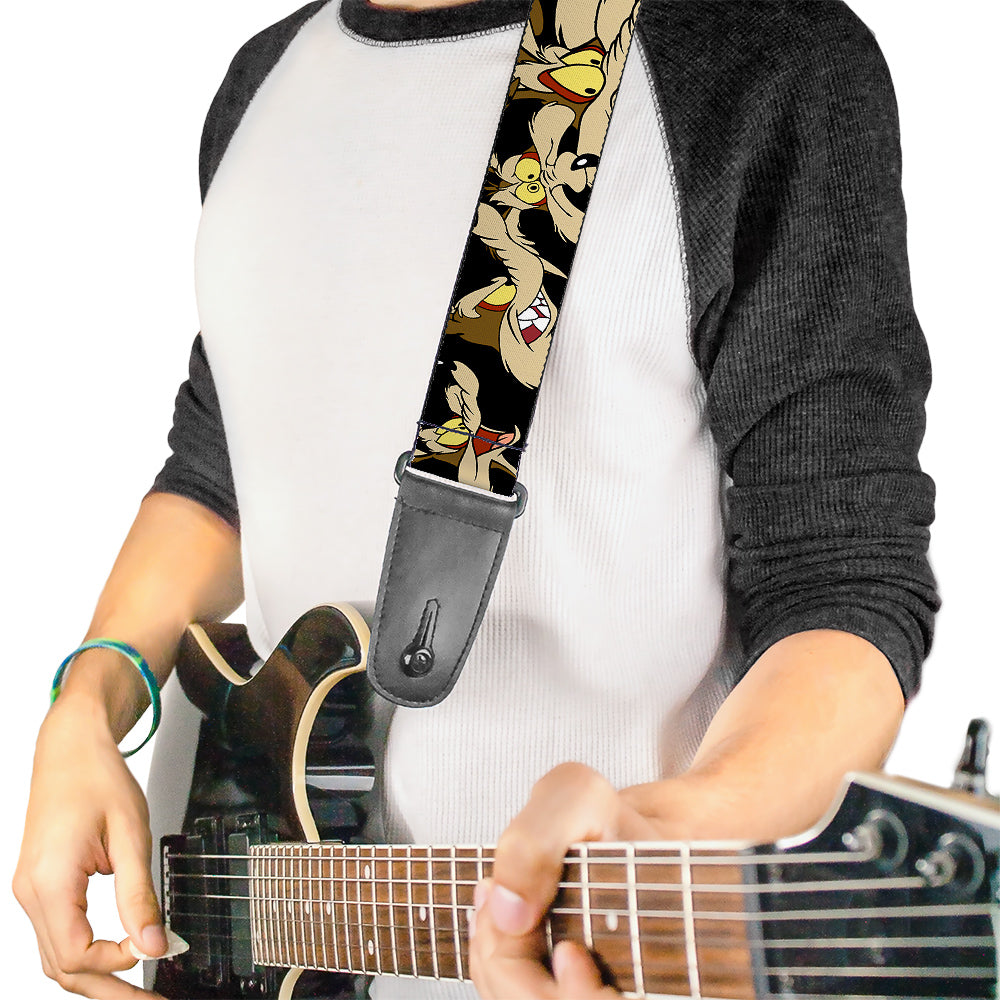 Guitar Strap - Wile E Coyote Expressions Black Guitar Straps Looney Tunes   