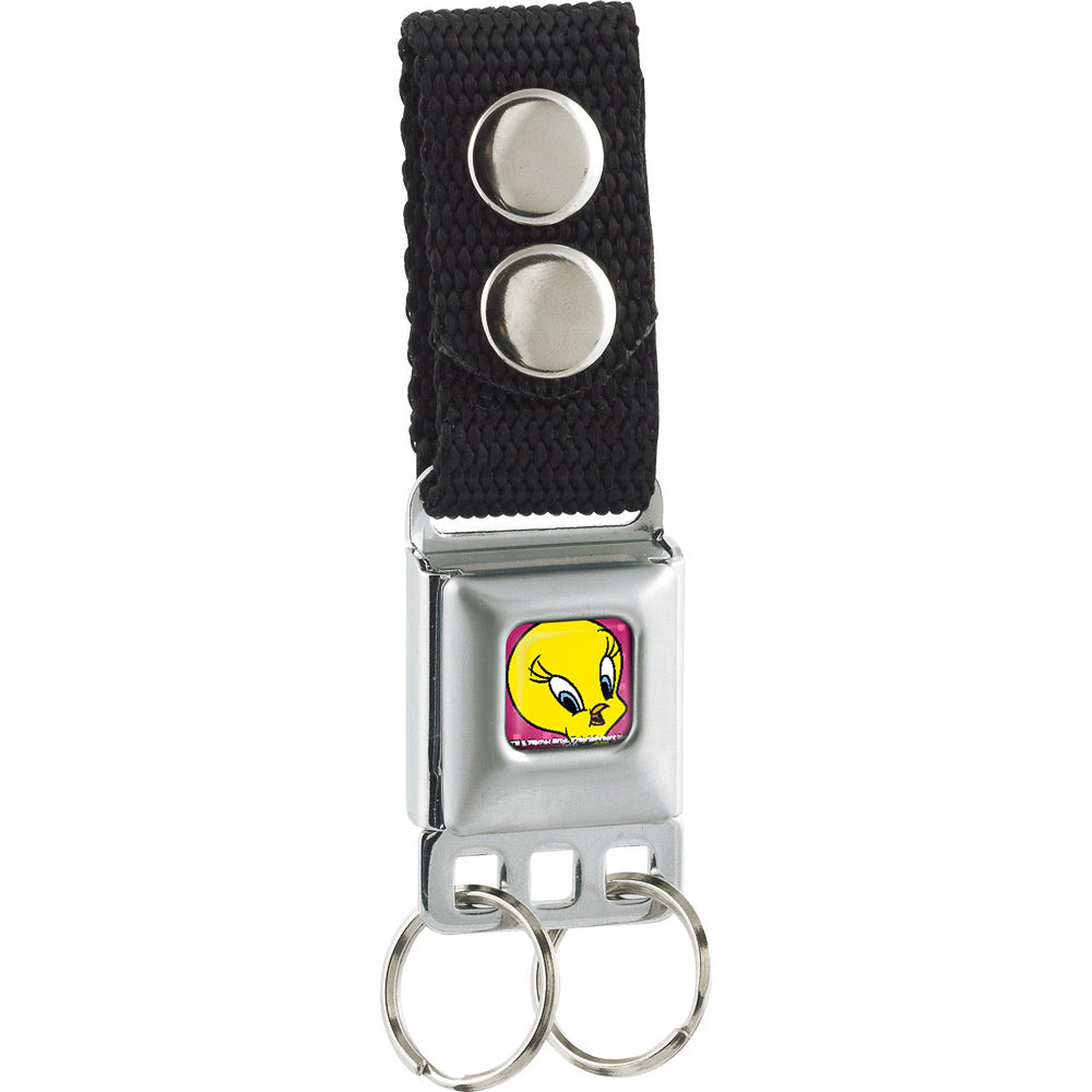 Keychain - Tweety Bird Face Hearts Full Color Pinks Keychains Looney Tunes   