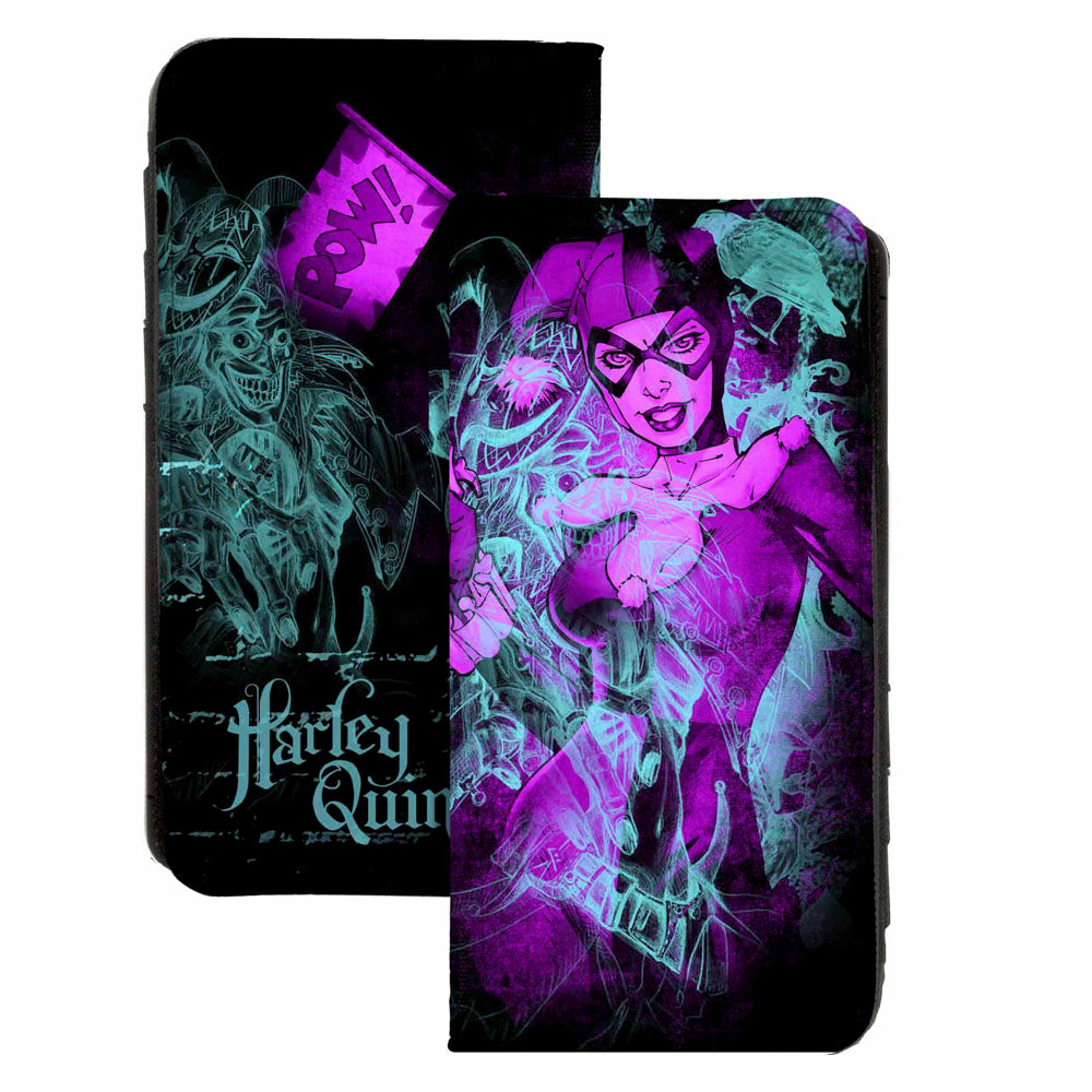 Canvas Snap Wallet - HARLEY QUINN Pow Pose Joker Sketch Black Turquoise Fuchsia Canvas Snap Wallets DC Comics   