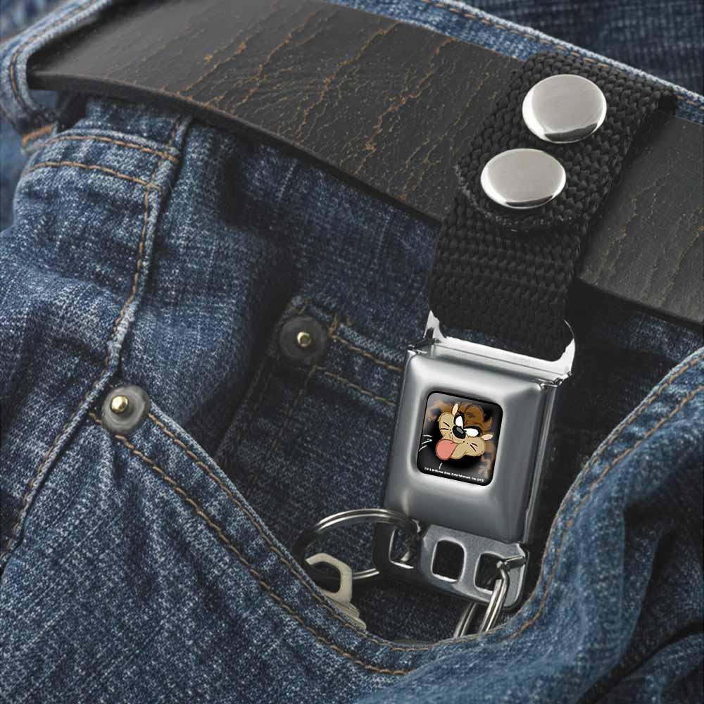 Keychain - Taz Face Full Color Black Keychains Looney Tunes   