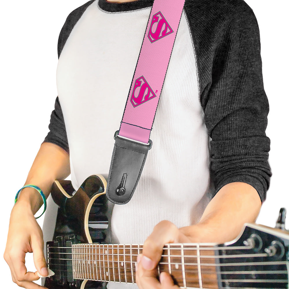 Guitar Strap - Superman Shield Pink Guitar Straps DC Comics   