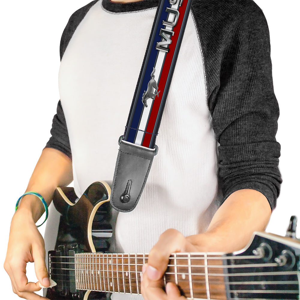 Guitar Strap - Mustang Text w Tri-Bar Stripe Guitar Straps Ford   