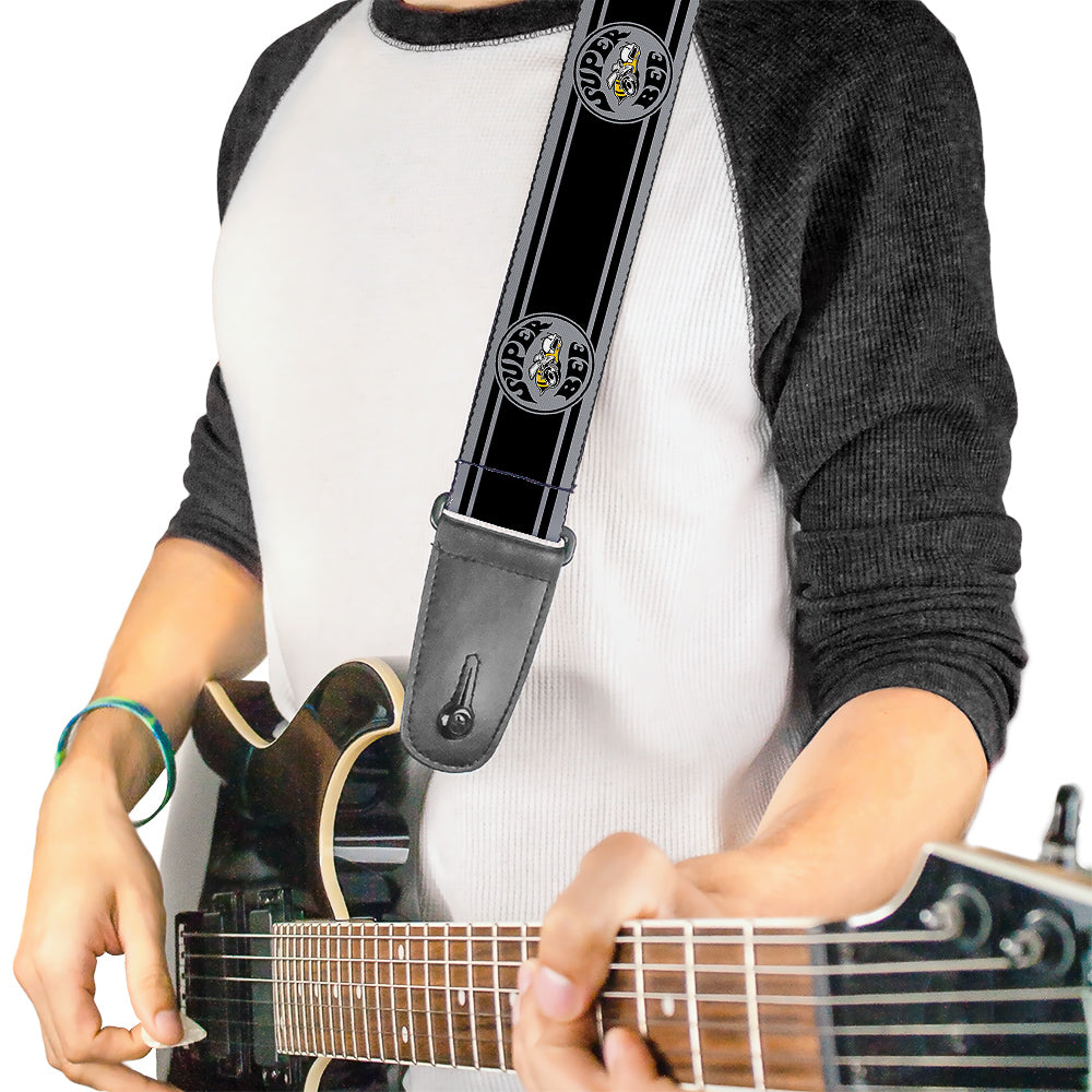 Guitar Strap - SUPER BEE Logo Stripes Black Gray Guitar Straps Dodge   