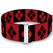 Cinch Waist Belt - Harley Quinn Diamond Blocks Red Black Black Red Womens Cinch Waist Belts DC Comics   