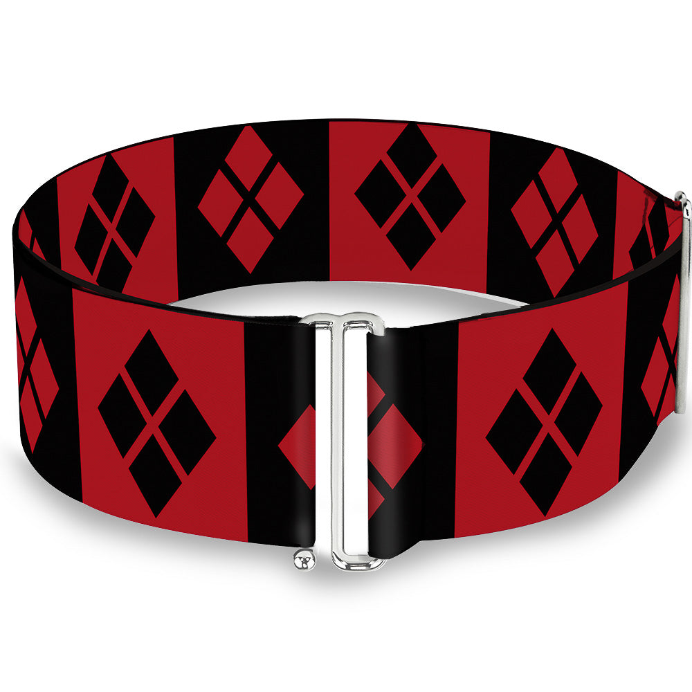 Cinch Waist Belt - Harley Quinn Diamond Blocks Red Black Black Red Womens Cinch Waist Belts DC Comics   