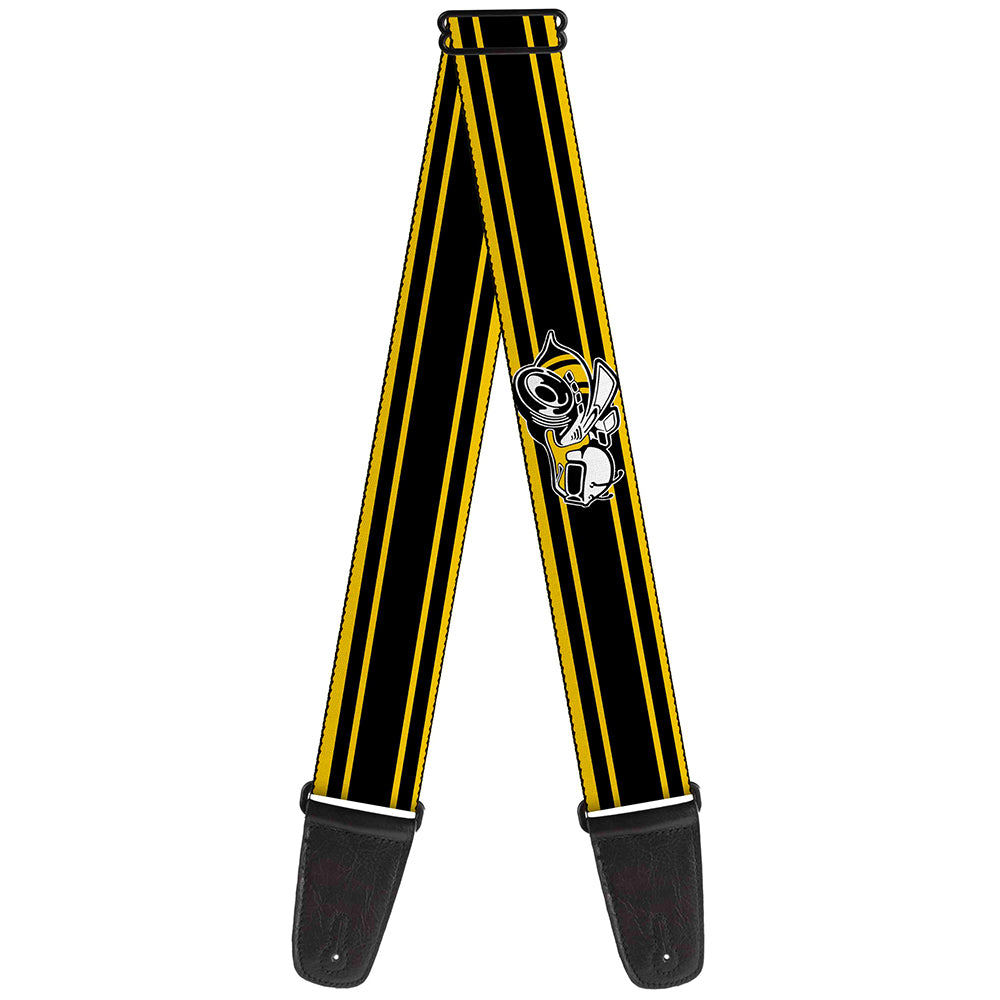 Guitar Strap - SUPER BEE Logo Stripes Black Yellow Guitar Straps Dodge   