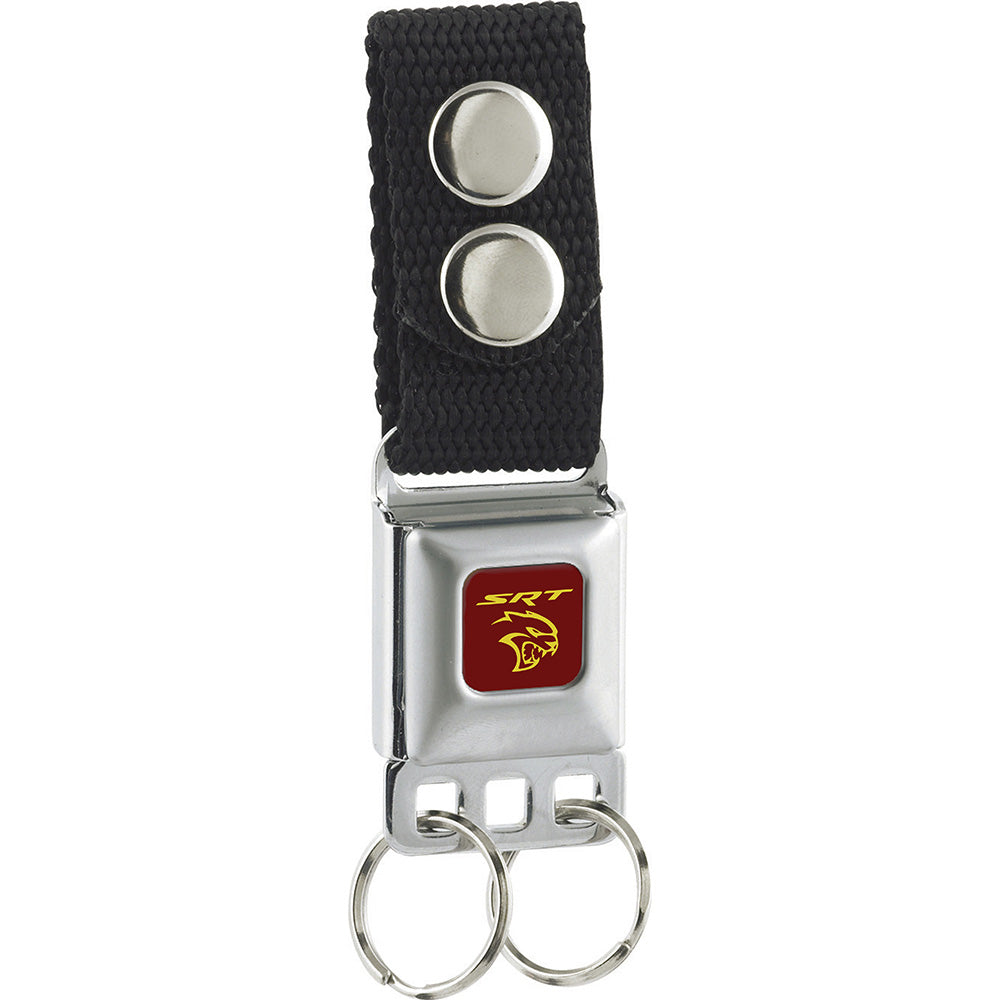 Keychain - Dodge SRT Hellcat Logo Full Color Burgundy Yellow Keychains Dodge   