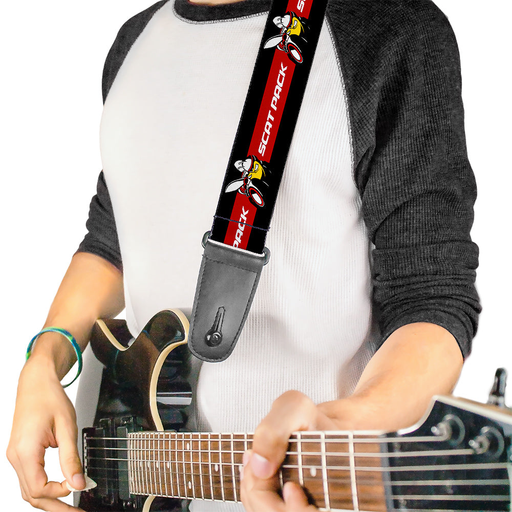 Guitar Strap - Dodge SCAT PACK Badge Logo Stripe Red Black White Guitar Straps Dodge   