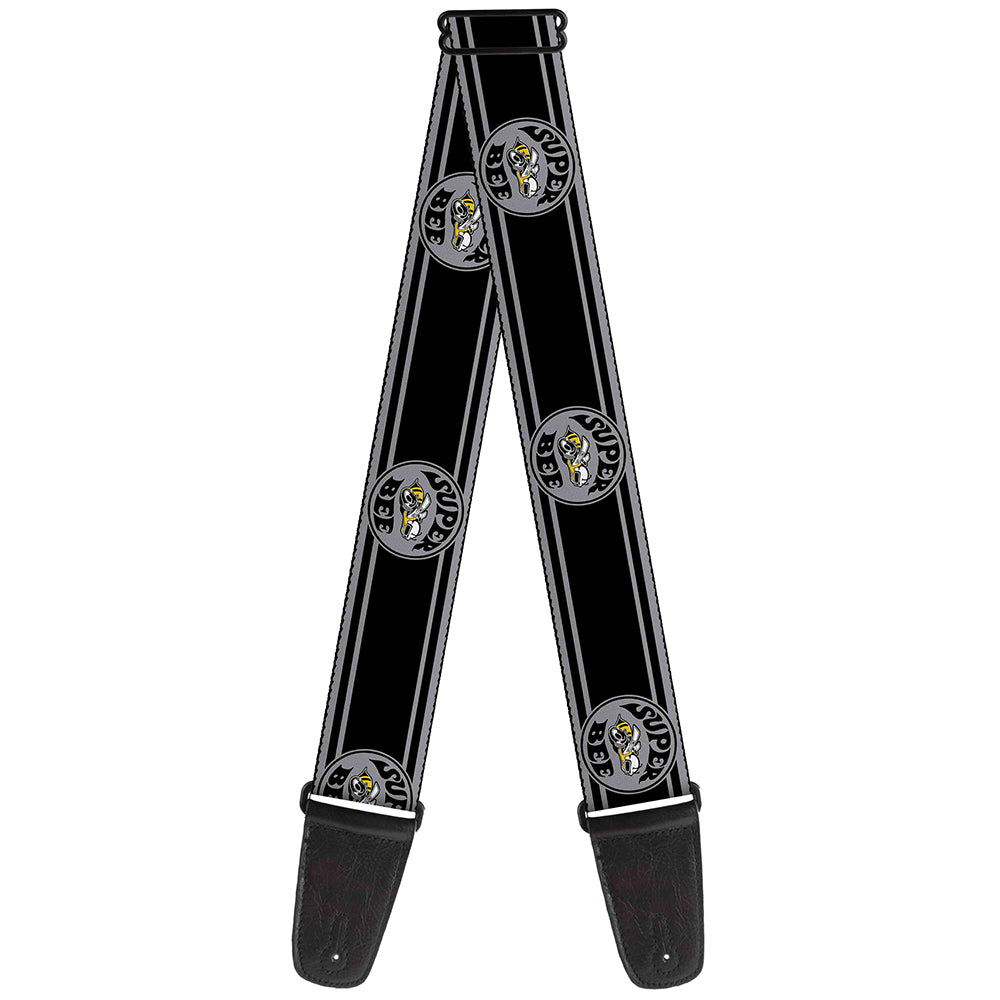 Guitar Strap - SUPER BEE Logo Stripes Black Gray Guitar Straps Dodge   