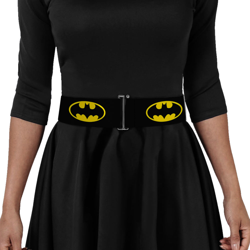 Cinch Waist Belt - Batman Shield Black Yellow Womens Cinch Waist Belts DC Comics   