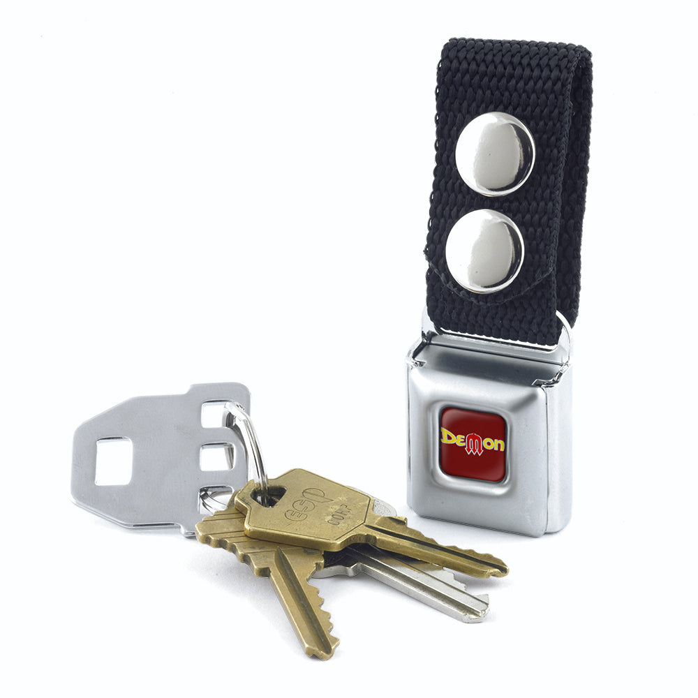 Keychain - Vintage Dodge DEMON Logo Full Color Burgundy Silver Yellow Red Keychains Dodge   
