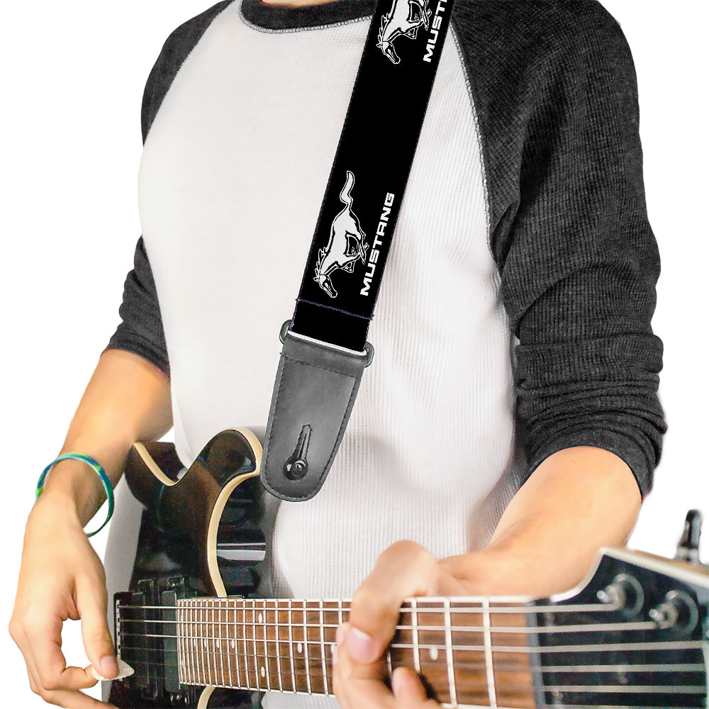 Guitar Strap - Ford Mustang Black White Logo REPEAT Guitar Straps Ford   