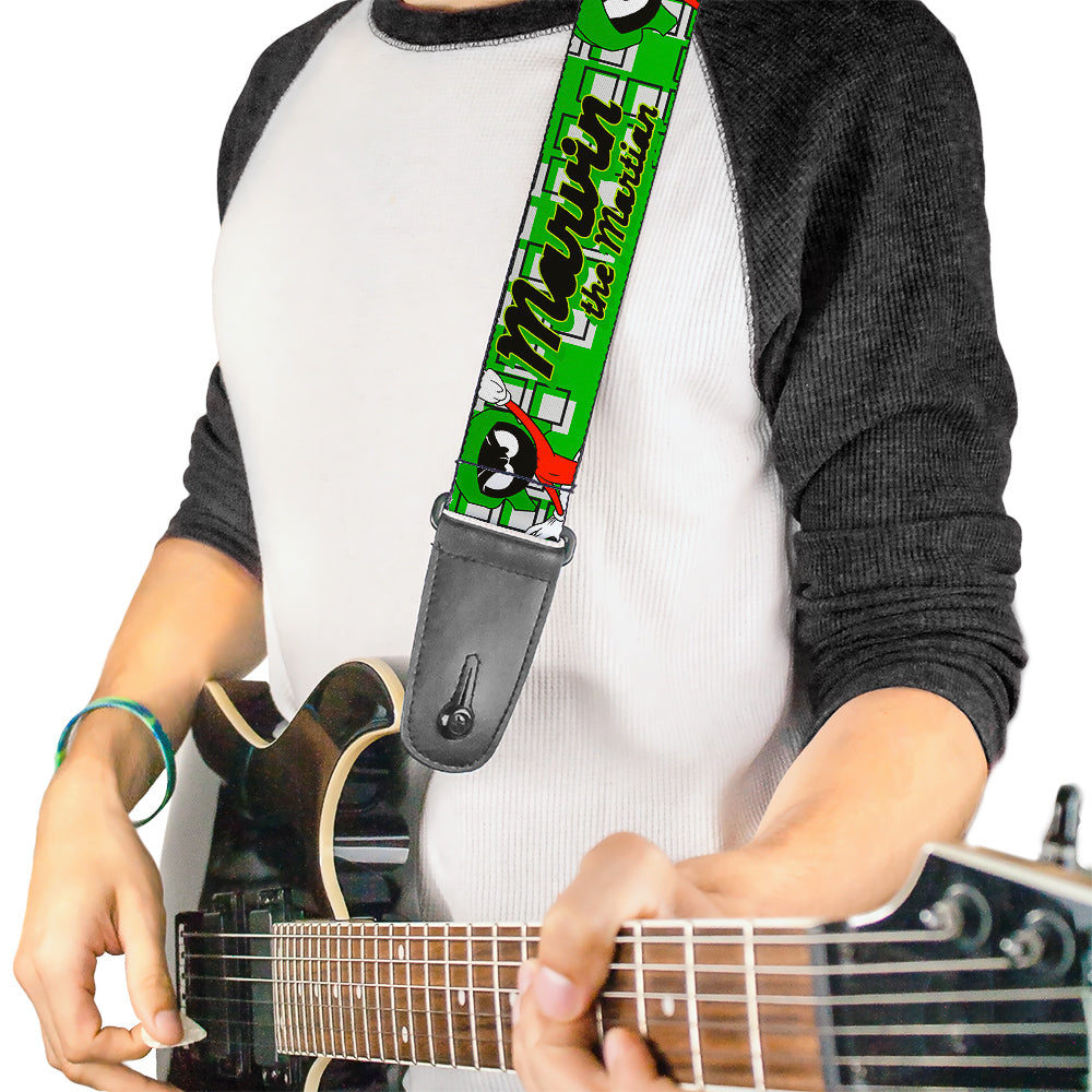 Guitar Strap - MARVIN THE MARTIAN w Poses White Green Guitar Straps Looney Tunes   